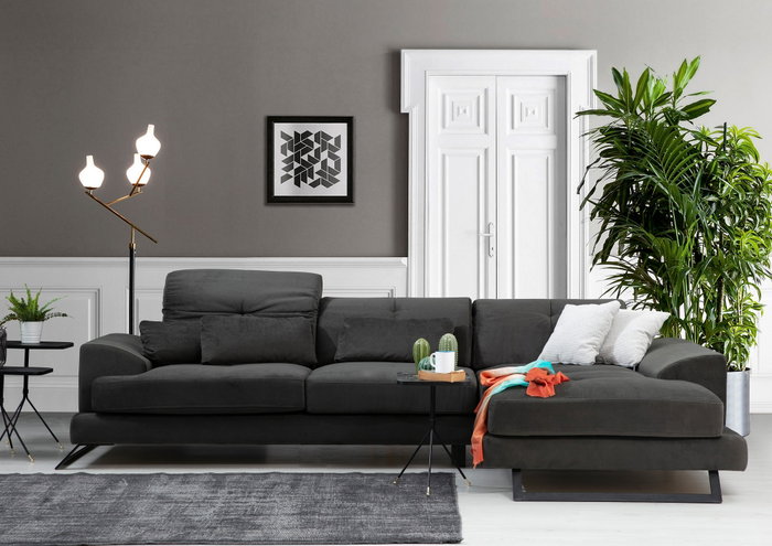 Atelier Del Sofa L3+Chl Sofá Esquinero Derecho, Antracita, 308 cm x 190 cm